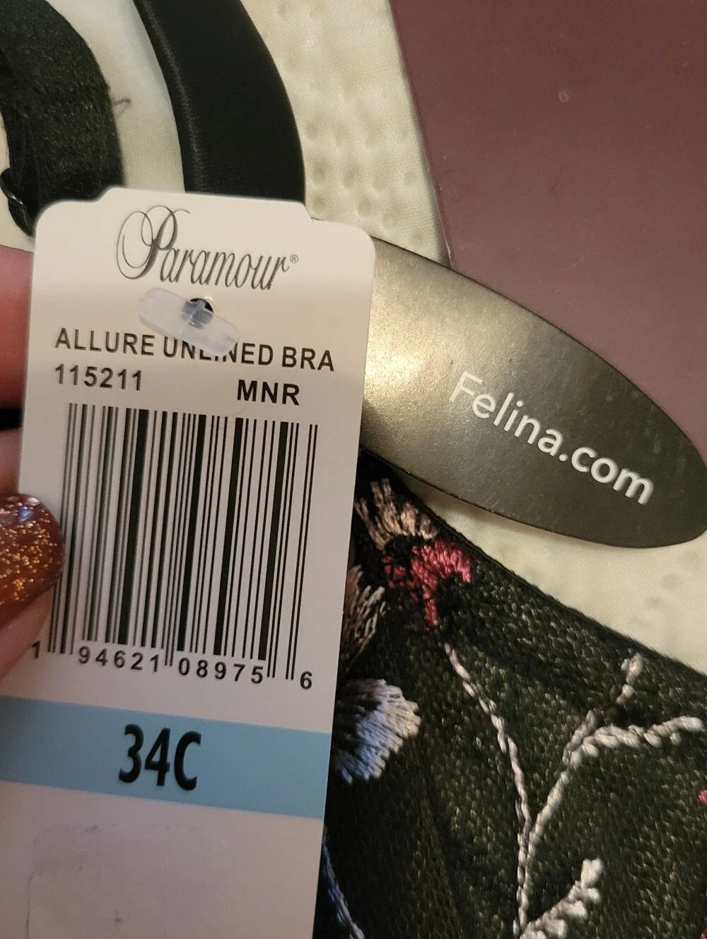 Paramour by Felina Allure Embroidered Unlined Mesh 34C Whimsigoth Fairy Coquette